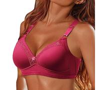 Reggiseno senza ferretto, da donna invisibile imbottito con spalline sottili traspiranti elasticizzate da corsa yoga casual leggero estivo sotto abbigliamento bra top per tutti i giorni, rosso, 85C