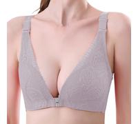 Reggiseno senza ferretto da donna push up classico morbido forte tenuta reggiseno elegante scollo a V minimalista bralette senza cuciture modellante reggiseno leggero adatto all'uso quotidiano, grigio
