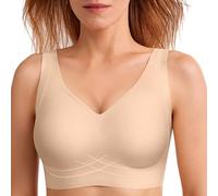 Reggiseno Senza Ferretto Donna Comodo Push Up Bra Senza Cuciture Lovable Reggiseni Imbottito(Beige,3XL)