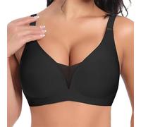 Reggiseno Senza Ferretto Donna senza Cuciture Invisibile Push Up Reggiseni Pizzo Scollo a V con Imbottitura Bralette Reggiseni a Copertura Totale Seamless Cinghie Regolabili Base Top Corsetto Comodo