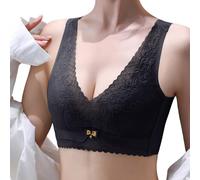 Reggiseno senza ferretto giapponese pizzo femminile stile canotta effetto push up berretto medio spesso retrazione laterale vestibilità senza tracce, da donna, reggiseno senza ferretto, Le Noir, 40