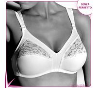 GIOS 1 Pezzo Reggiseno Donna 985 Morbido Pizzo Foderato con Inserti in Pizzo - Coppa B. Bianco 9B