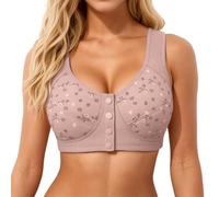 Reggiseno senza fili con chiusura frontale per coppe comode e morbide, senza cuciture, copertura completa e sostegno, ideale per tutti i giorni, come maglietta o reggiseno., Colore: rosa., 46