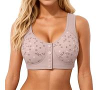 Reggiseno senza fili con chiusura frontale per coppe comode e morbide, senza cuciture, copertura completa e sostegno, ideale per tutti i giorni, come maglietta o reggiseno., grigio., 48