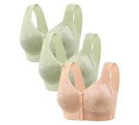 Reggiseno senza Spalline 3 Pezzi di Front Open Buckle Top Support Without Ring Beauty Back Middle Bra Large Size Thin Vest Type Gathered Bra Underwear Body Vinile, beige, 42