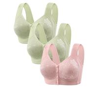 Reggiseno senza Spalline 3 Pezzi di Front Open Buckle Top Support Without Ring Beauty Back Middle Bra Large Size Thin Vest Type Gathered Bra Underwear Body Vinile, Rosa, 46