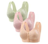 Reggiseno senza Spalline 3 Pezzi di Front Open Buckle Top Support Without Ring Beauty Back Middle Bra Large Size Thin Vest Type Gathered Bra Underwear Body Vinile, oro rosa, 50