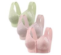 Reggiseno senza Spalline 3 Pezzi di Front Open Buckle Top Support Without Ring Beauty Back Middle Bra Large Size Thin Vest Type Gathered Bra Underwear Body Vinile, rosa acceso, 46