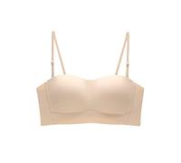 Reggiseno Senza Spalline da Donna Imbottito Reggiseni a Fascia Senza Ferretto Elasticizzato Bralette Traspirante Senza Bretelle Bandeau Tube Top (as6, Alpha, m, x_l, Regular, Regular, Beige, 38/85AB)