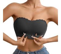 Reggiseno senza spalline per le donne reggiseni in filo metallico fibbia anteriore reggiseno imbottito con cinghie reggiseno sportivo a compressione, Nero , L