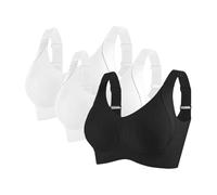 Reggiseno Set di 3 classici casual reggiseno anti-cedimento confortevole push-up reggiseno supporto allenamento di grandi dimensioni elegance reggiseno elastico schiena nuda lingerie tutti i giorni, V