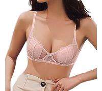 Reggiseno sottile senza cuciture, Canotta di sostegno morbido grande petto minimizzante mezza vestibilità fissa traspirante pizzo sexy supporto morbido armatura push up ultra sottile grande busto