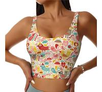 Reggiseno sportivo da donna, ad alto sostegno, colorato e divertente, con pollo, per corsa, allenamento, da donna, Nero, S