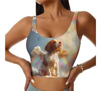 Reggiseno sportivo da donna, ad alto sostegno, con cocker spaniel inglese arcobaleno, per corsa, allenamento, canotta da donna, Nero, XXL