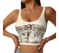 Reggiseno sportivo da donna, ad alto sostegno, con mucche sulla fattoria, per corsa, allenamento, canotta da donna, nero, XL