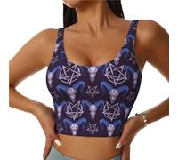 Reggiseno sportivo da donna, ad alto sostegno, con testa di capra e stelle, per corsa, allenamento, da donna, Nero, XL