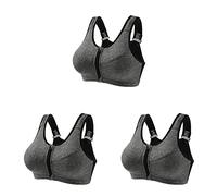 Reggiseno sportivo da donna ad alto sostegno, confezione da 3 pezzi, chiusura frontale con zip, push-up, reggiseni da corsa per palestra, senza ferretto, senza cuciture, taglie forti, bralette