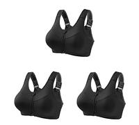 Reggiseno sportivo da donna ad alto sostegno, confezione da 3 pezzi, chiusura frontale con zip, push-up, reggiseni da corsa per palestra, senza ferretto, senza cuciture, taglie forti, bralette