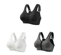 Reggiseno sportivo da donna ad alto sostegno, confezione da 3 pezzi, chiusura frontale con zip, push-up, reggiseni da corsa per palestra, senza ferretto, senza cuciture, taglie forti, bralette