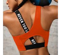 Reggiseno sportivo da donna con colletto asimmetrico, jacquard a lettera, per il fitness e la vita quotidiana L,M,S,XLLettereTessuto