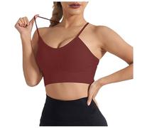 Reggiseno sportivo da donna, forte tenuta, grande seno, schiena scoperta, spalline sottili, reggiseno da donna con design a croce, schiena scoperta, con imbottitura rimovibile, senza ferretto