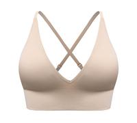 Reggiseno sportivo da donna imbottito con scollo a V, linea lunga, coppe imbottite, regolabile, spalline sottili, fitness, yoga, top corto Il mio carrello Annunci, beige., M