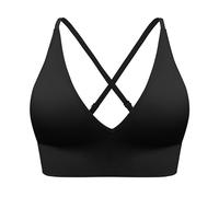 Reggiseno sportivo da donna imbottito con scollo a V, linea lunga, coppe imbottite, regolabile, spalline sottili, fitness, yoga, top corto Il mio carrello Annunci, Nero , M