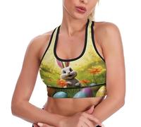 Reggiseno sportivo da donna incrociato sulla schiena reggiseno da yoga con imbottitura Happy Easter Day Tank Top da allenamento per lo sport, Buon giorno di Pasqua, Large