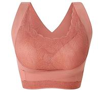 Reggiseno sportivo da donna senza ferretto, comodo, morbido, traspirante, imbottito, in pizzo, push up, biancheria intima per yoga, fitness, esercizio, corsa, crop top da donna, compressione