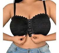 Reggiseno sportivo da donna, taglia grande, con chiusura frontale confortevole in pizzo con ferretto di ottima vestibilità e copertura totale giornaliera con cinghie regolabili