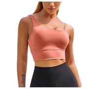 Reggiseno sportivo lungo da donna top corto con una sola tracolla per allenamento supporto yoga schiena aperta abbigliamento attivo asimmetrico top yoga, rosa, M