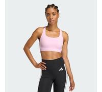 Adidas Optime Essentials Workout 3 Stripes Medium Impact Sports Bra Rosa S Donna
