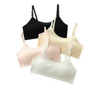 Reggiseno Sportivo Per Adolescenti Con Imbottitura Fissa/Imbottito Solido Traspirante Con U Schiena Leggero Supporto Fitness Età 12-16 Anni, Stile A-4 Packs, 30-34A