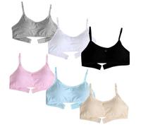 Reggiseno Sportivo Per Ragazze Con Imbottitura Fissa/Imbottito Confortevole Con U Schiena Leggero Supporto Fitness Per Adolescenti 12-16 Anni, Stile A-6 Packs, 30-34A