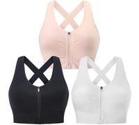Reggiseno sportivo post-operatorio da donna con zip frontale | Chiusura frontale, cuscinetti rimovibili, cinturino posteriore, senza fili, riduzione del seno, copertura completa