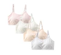 Reggiseno sportivo Ragazza In Cotone/Cotone Sport Con Imbottitura Fissa/Imbottito Solido Supporto Leggero Senza Seamless Fitness Età 10-16 Anni, 4 confezioni, 30-34A