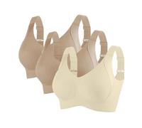 Reggiseno sportivo senza cuciture senza ferretto per le donne comodo a coste bralette senza fili regolabile imbottito quotidiano 3PC pizzo da donna, q, 5XL