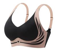 Reggiseno Super Gather-BH, morbido e confortevole, senza fili, reggiseno Lift, lingerie da donna, reggiseno sportivo quotidiano Kilo efficace, Nero , XXL