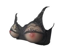 Reggiseno tascabile in pizzo per forme di seno in silicone per mastectomia Crossdresser False Boob8799 (40C, nero)