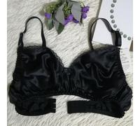 Reggiseno traspirante in raso di seta senza ferretti da donna, ideale per un sonno confortevole (38/85B/C nero)