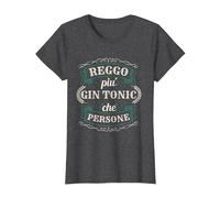 Reggo più Gin Tonic Che Persone, Frasi Divertenti Gin Tonic Maglietta, Donna, Grigio Scuro, XS