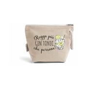 "Reggo più gin tonic che persone" Pochette Donna In Cotone Riciclato Personalizzata Idea Regalo Compleanno Estate Vacanze mare Trousse Porta Trucchi Oggetti Astuccio Con Stampa colorata