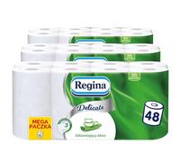 Regina Carta igienica Delicate Aloe Vera, 48 Rotoli da 150 Fogli, Aloe Vera Rinfrescante, 3 strati, morbida e resistente, arricchita con lozione all'aloe, certificato FSC, certificato NIZP-PZH