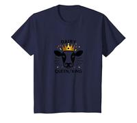 Regina da Latte/Re Mucca Royalty Funny Farm Humor Maglietta, Bambini, Navy, 12 Anni