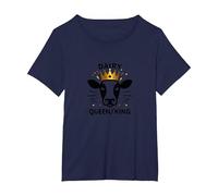 Regina da Latte/Re Mucca Royalty Funny Farm Humor Maglietta, Donna Plus-Size, Navy, 2X