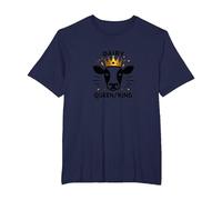 Regina da Latte/Re Mucca Royalty Funny Farm Humor Maglietta, Uomo Taglie Grandi, Navy, 2X Tall