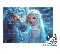 Regina dei Ghiacci e Drago Blu Puzzle 1000 Pezzi Gioco di Puzzle 1000 Pezzi per Adulti Scena Fantasia Arredo Casa Relax Regalo 38x26cm/1000pcs