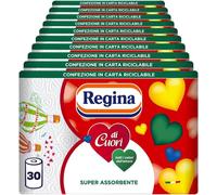 Regina di Cuori Carta Cucina 30 Rotoli Asciugatutto 2 Veli Morbida Assorbente