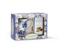 Regina di Fiori - Vetrina Mug Blue Garden. Idea Regalo. Tazza in Porcellana Decorata e Tisana Mago Merlino in Astuccio da 15 Filtri