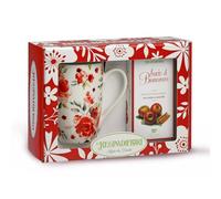 Regina di Fiori - Vetrina Mug Red Rose. Idea Regalo. Tazza in Porcellana Decorata e Tisana Bacio di Biancaneve in Astuccio da 15 Filtri